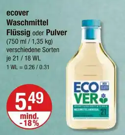 V Markt Ecover waschmittel flüssig Angebot