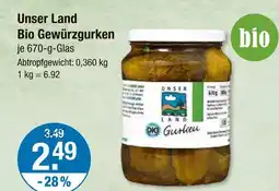 V Markt Unser land bio gewürzgurken Angebot