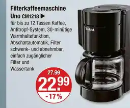 V Markt Tefal filterkaffeemaschine uno cm1218 Angebot
