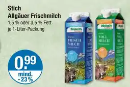 V Markt Stich allgäuer frischmilch 1,5 % fett Angebot
