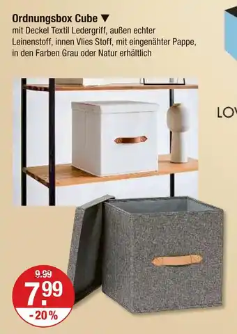 V Markt Ordnungsbox cube grau Angebot