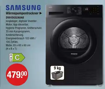 V Markt Samsung wärmepumpentrockner dv91dg52a0ab Angebot