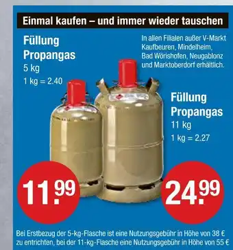 V Markt Füllung propangas Angebot