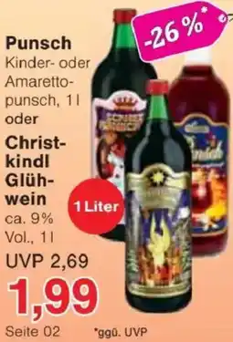 Jawoll Punsch oder Christ- kindl Glühwein Angebot