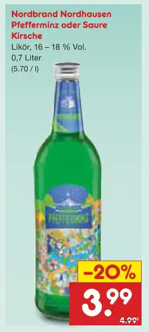 Netto Marken-Discount Nordbrand nordhausen pfefferminz oder saure kirsche Angebot