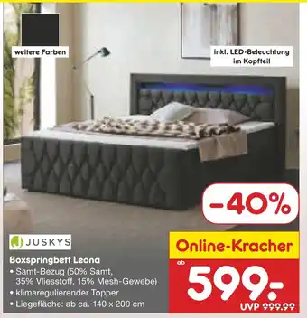 Netto Marken-Discount Juskys boxspringbett leona Angebot