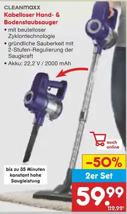 Netto Marken-Discount Cleanmaxx kabelloser hand- & bodenstaubsauger Angebot