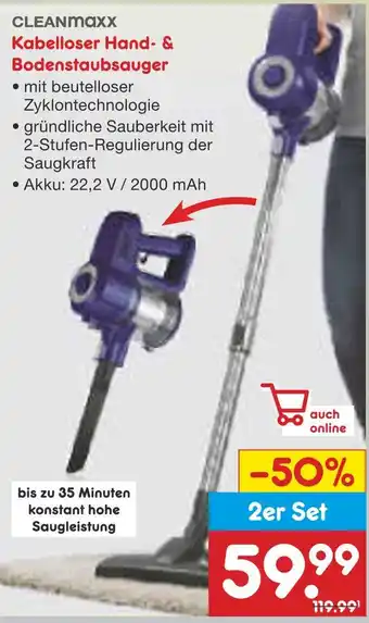 Netto Marken-Discount Cleanmaxx kabelloser hand- & bodenstaubsauger Angebot