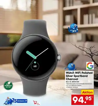 Netto Marken-Discount Watch WiFi Polished Silver Sportband Charcoal Angebot