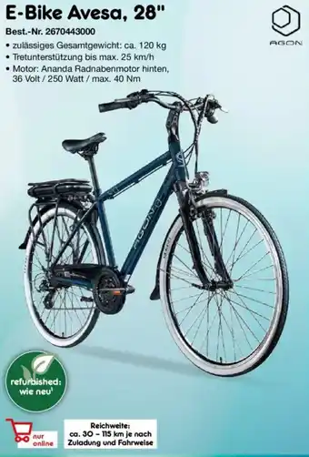 Netto Marken-Discount AGON E-Bike Avesa, 28" Angebot