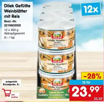 Netto Marken-Discount Dilek Gefüllte Weinblätter mit Reis Angebot
