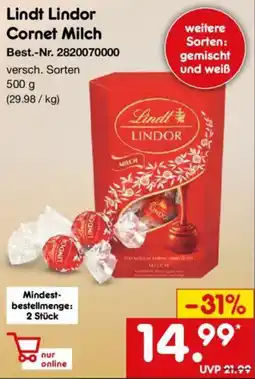 Netto Marken-Discount Lindt Lindor Cornet Milch Angebot