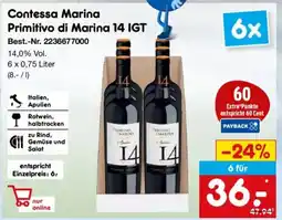 Netto Marken-Discount Contessa Marina Primitivo di Marina 14 IGT Angebot