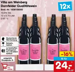 Netto Marken-Discount Villa am Weinberg Dornfelder Qualitätswein Angebot