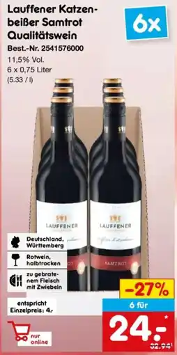 Netto Marken-Discount Lauffener Katzen- beißer Samtrot Qualitätswein Angebot