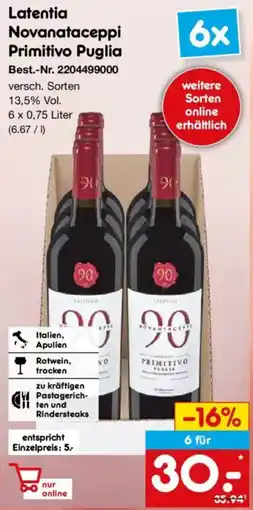 Netto Marken-Discount Latentia Novanataceppi Primitivo Puglia Angebot