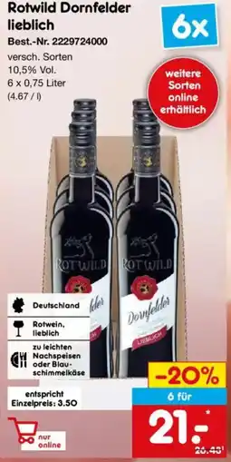 Netto Marken-Discount Rotwild Dornfelder lieblich Angebot
