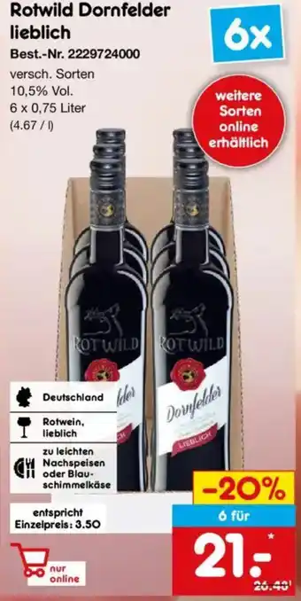 Netto Marken-Discount Rotwild Dornfelder lieblich Angebot