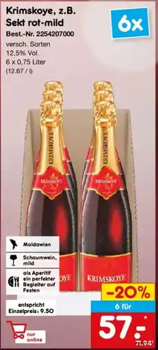 Netto Marken-Discount Krimskoye, z.B. Sekt rot-mild Angebot