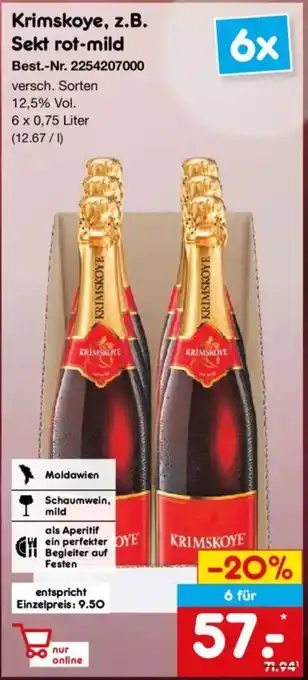 Netto Marken-Discount Krimskoye, z.B. Sekt rot-mild Angebot