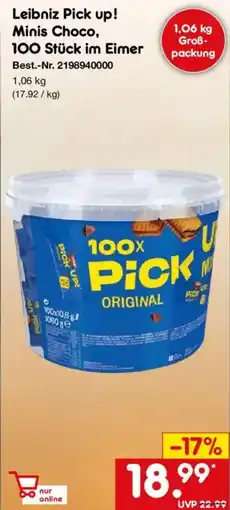 Netto Marken-Discount Leibniz Pick up! Minis Choco, 100 Stück im Eimer Angebot