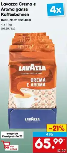 Netto Marken-Discount Lavazza Crema e Aroma ganze Kaffeebohnen Angebot