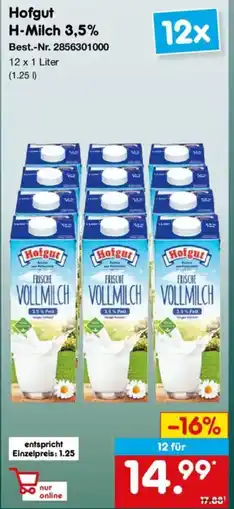 Netto Marken-Discount Hofgut H-Milch 3,5% Angebot
