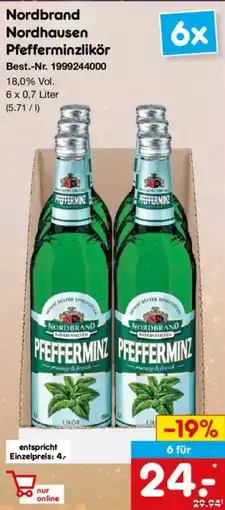 Netto Marken-Discount Nordbrand Nordhausen Pfefferminzlikör Angebot