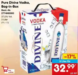 Netto Marken-Discount Pure Divine Vodka, Bag-in-Box Angebot