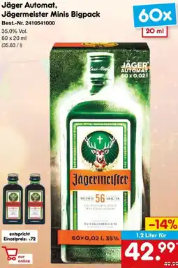 Netto Marken-Discount Jäger Automat, Jägermeister Minis Bigpack Angebot