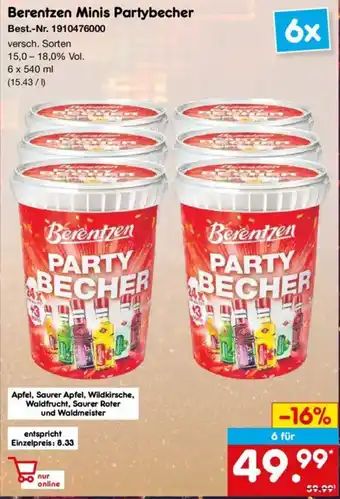 Netto Marken-Discount Berentzen Minis Partybecher Angebot