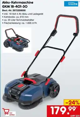 Netto Marken-Discount Güde Akku-Kehrmaschine GKM 18-401-30 Angebot