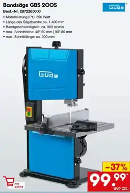 Netto Marken-Discount Güde Bandsäge GBS 200S Angebot