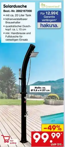 Netto Marken-Discount GreenYard Solardusche Angebot