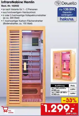 Netto Marken-Discount Dewello Infrarotkabine Hamlin Angebot