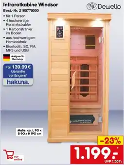 Netto Marken-Discount Dewello Infrarotkabine Windsor Angebot