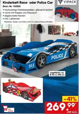 Netto Marken-Discount VIPACK Kinderbett Race- oder Police Car Angebot