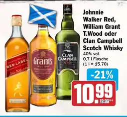 AEZ Johnnie Walker Red, William Grant T.Wood oder Clan Campbell Scotch Whisky Angebot