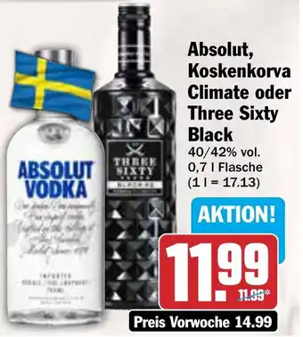 AEZ Absolut, Koskenkorva Climate oder Three Sixty Black Angebot
