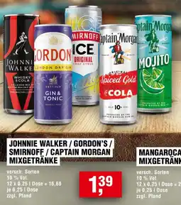 Handelshof JOHNNIE WALKER / GORDON'S/ SMIRNOFF/CAPTAIN MORGAN MIXGETRÄNKE Angebot