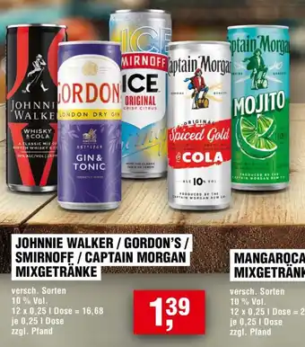 Handelshof JOHNNIE WALKER / GORDON'S/ SMIRNOFF/CAPTAIN MORGAN MIXGETRÄNKE Angebot