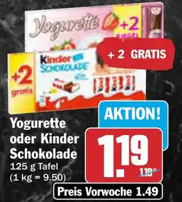 AEZ Yogurette oder Kinder Schokolade Angebot