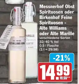 AEZ Messnerhof Obst Spirituosen oder Birkenhof Feine Spirituosen - Alte Williams oder Alte Marille Angebot