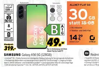 MEDIMAX SAMSUNG Galaxy A56 5G (128GB) + ALLNET-FLAT GO 30 GB Angebot