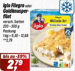 Simmel iglo Filegro oder Goldknusperfilet Angebot