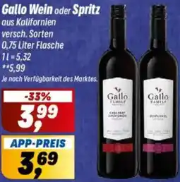 Simmel Gallo Wein oder Spritz Angebot