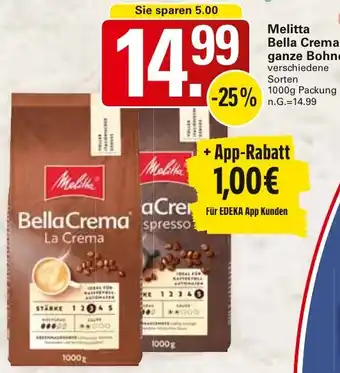 WEZ Melitta Bella Crema ganze Bohnen Angebot