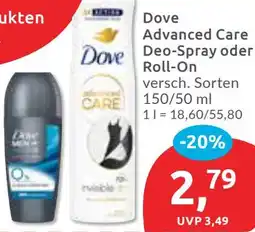 Budni Dove Advanced Care Deo-Spray oder Roll-On Angebot