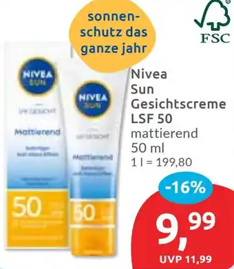 Budni Nivea Sun Gesichtscreme LSF 50 Angebot