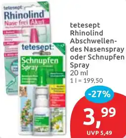 Budni tetesept Rhinolind Abschwellendes Nasenspray oder Schnupfen Spray Angebot